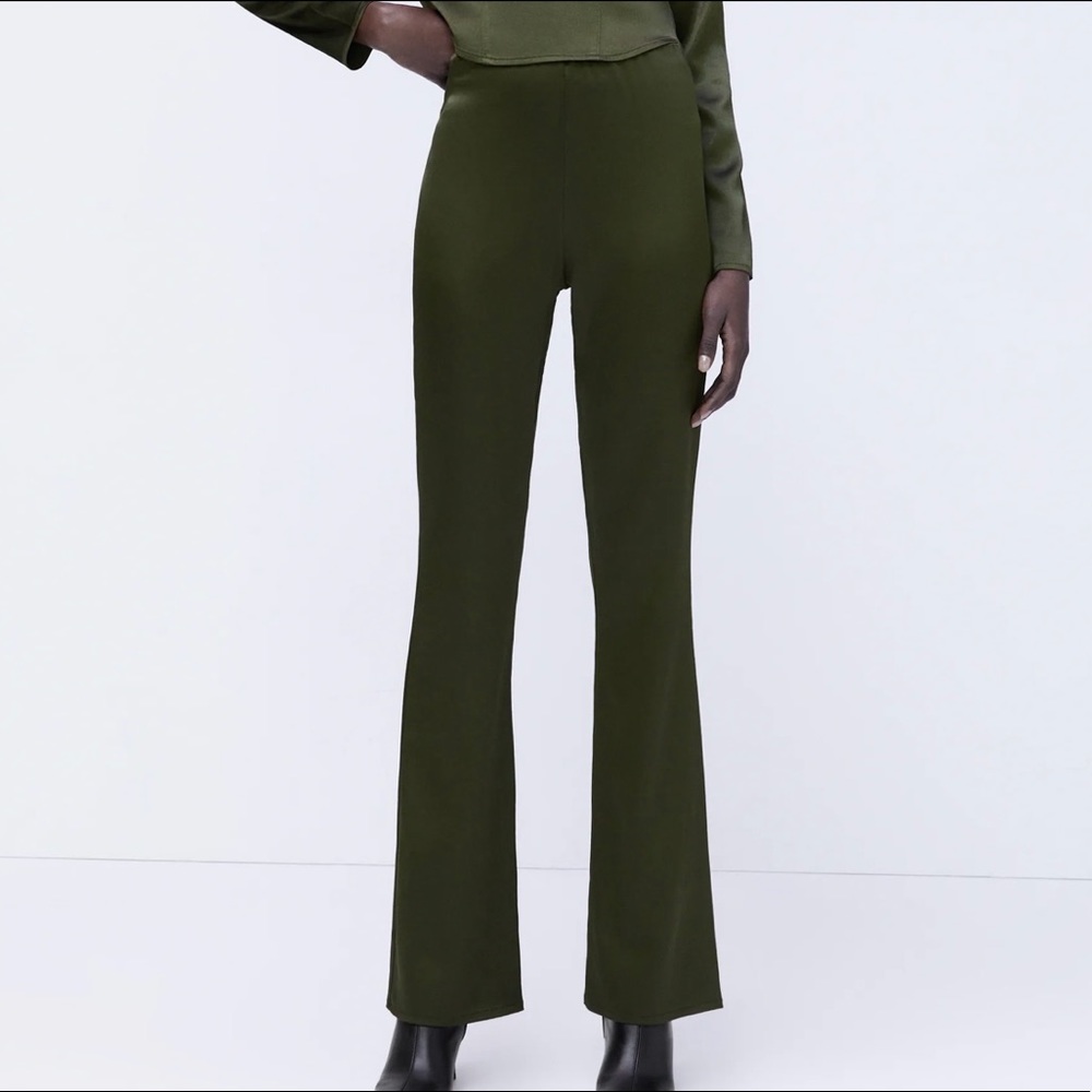 ZARA GREEN SILK PANTS